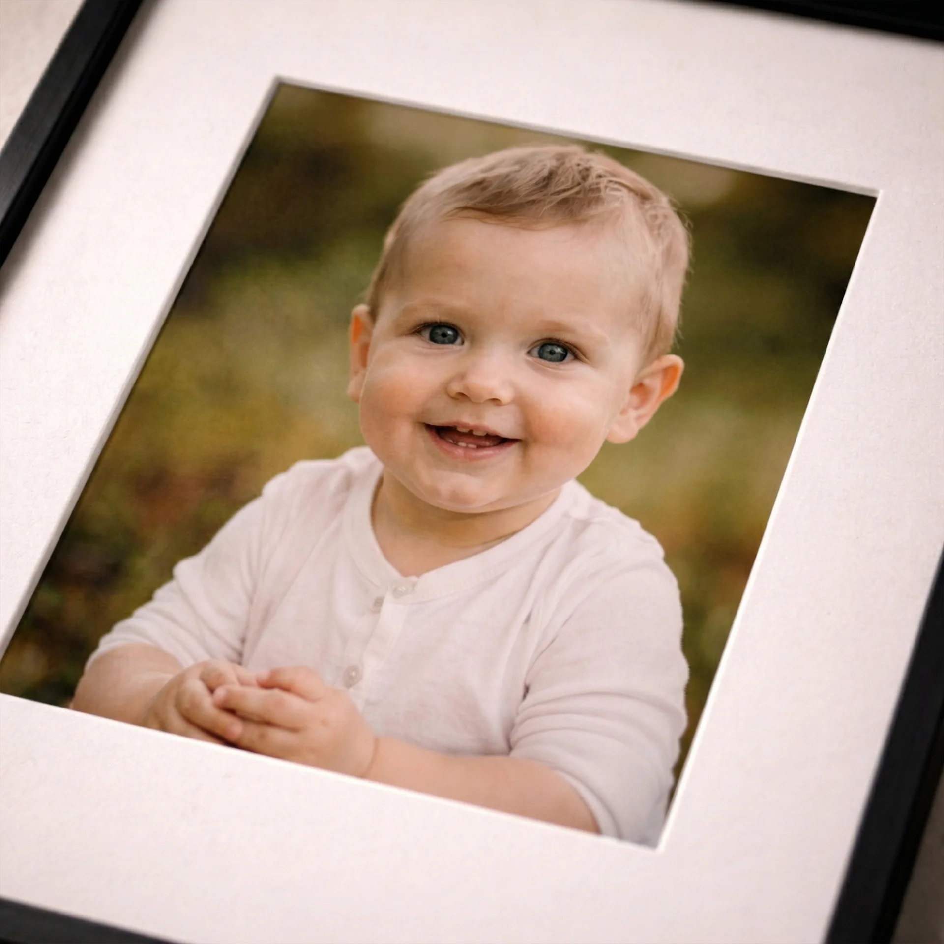 Signature Wall Set from an angled view with a refined three-frame wall arrangement